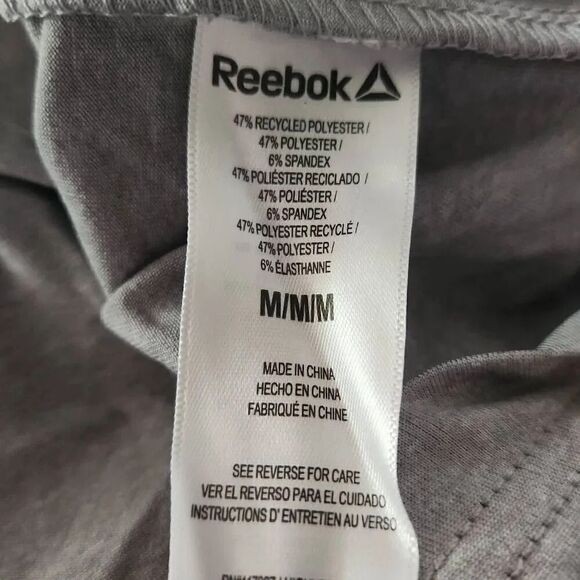 Reebok Men's Size Medium Gray Graphic Logo Dri-Fit Short Sleeve Athletic Shirt - Picture 7 of 7